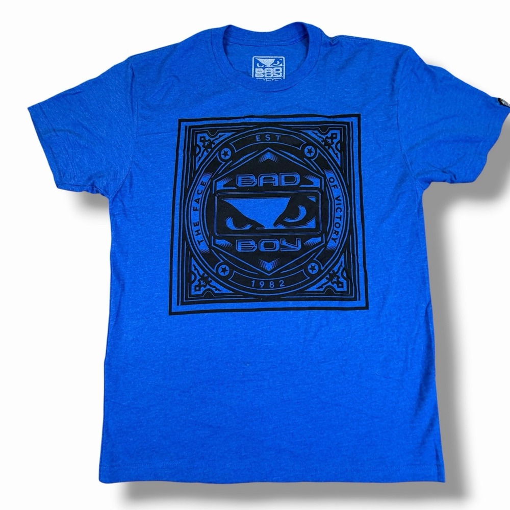 Bad Boy Pro Series Face of Victory MMA UFC Fightwear T Shirt Blue Black Medium
